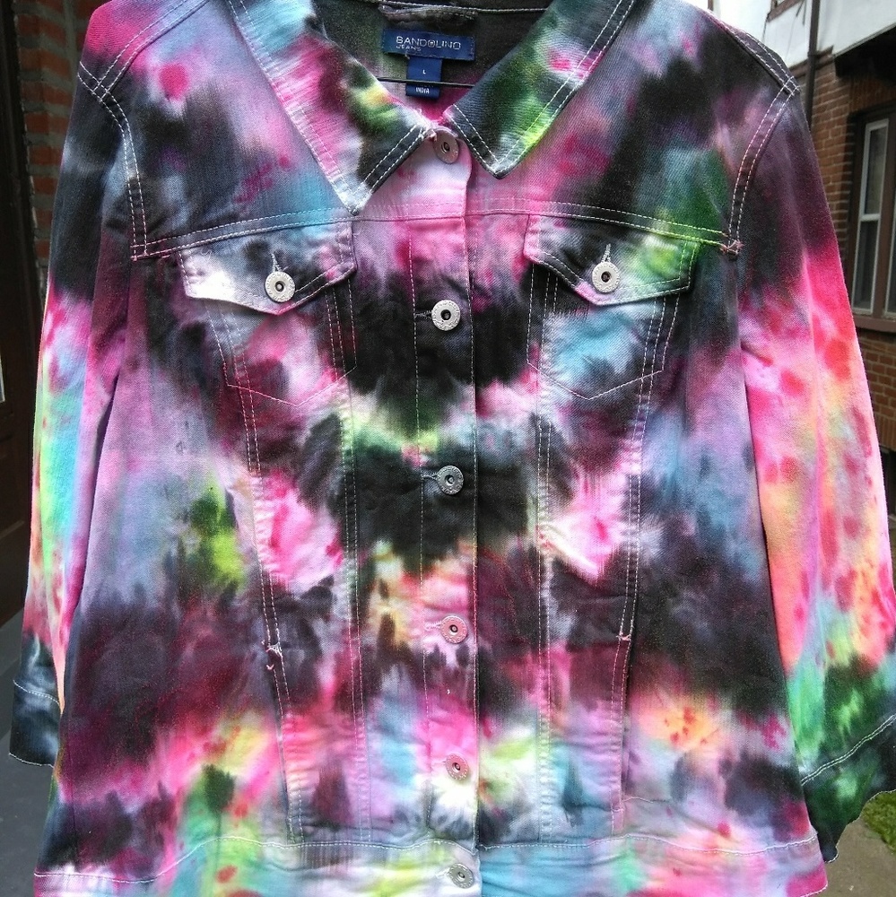 Custom hand dyed jean jacket